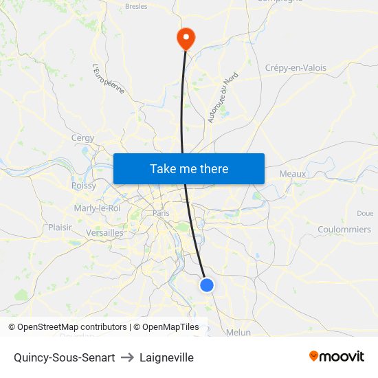 Quincy-Sous-Senart to Laigneville map