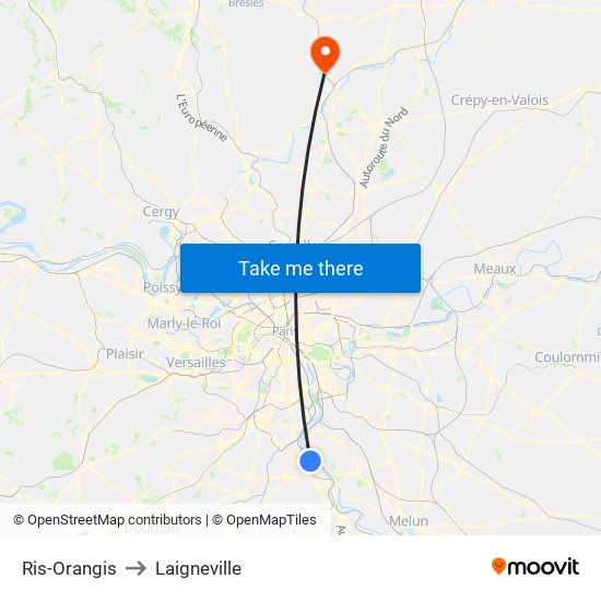 Ris-Orangis to Laigneville map