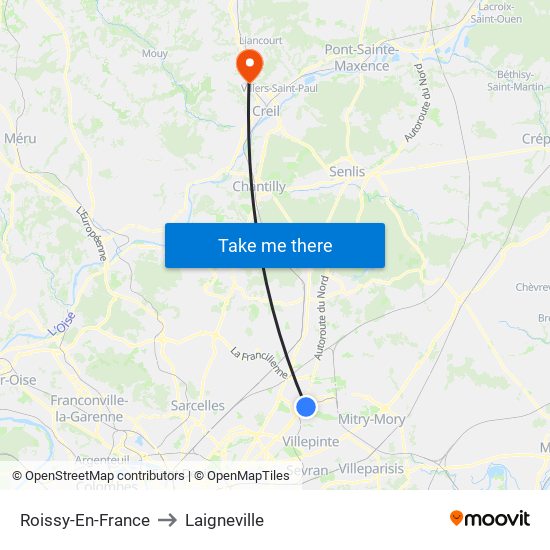 Roissy-En-France to Laigneville map