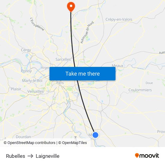 Rubelles to Laigneville map