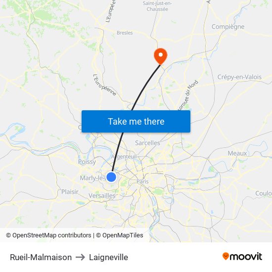 Rueil-Malmaison to Laigneville map