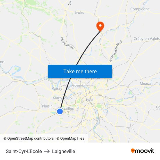Saint-Cyr-L'Ecole to Laigneville map