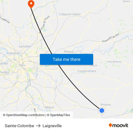 Sainte-Colombe to Laigneville map