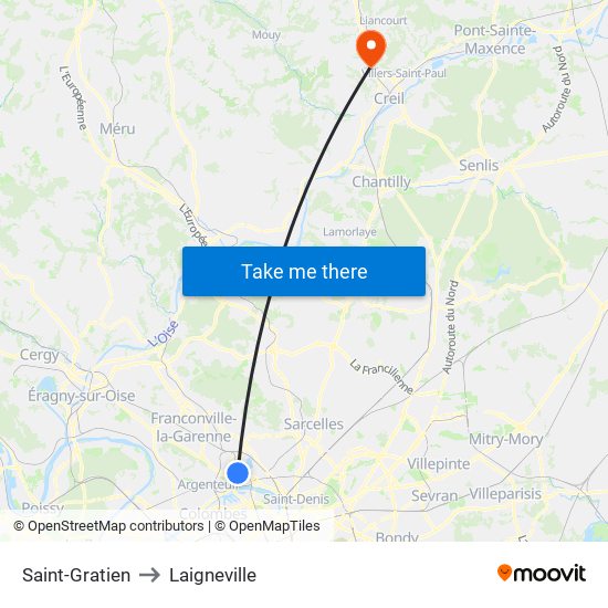 Saint-Gratien to Laigneville map