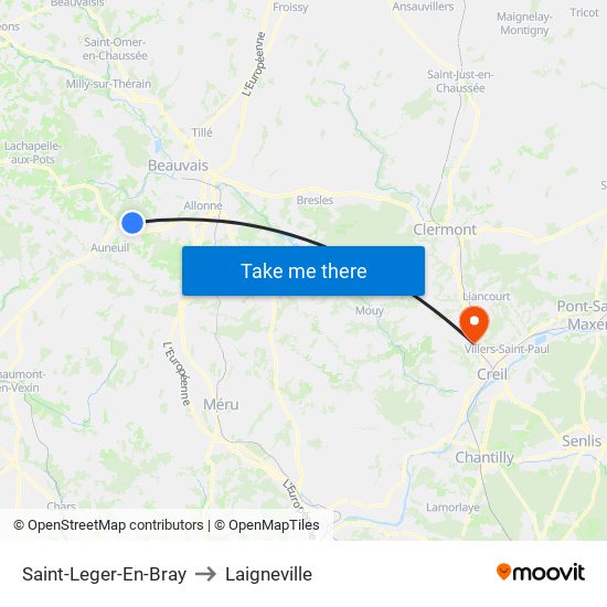 Saint-Leger-En-Bray to Laigneville map
