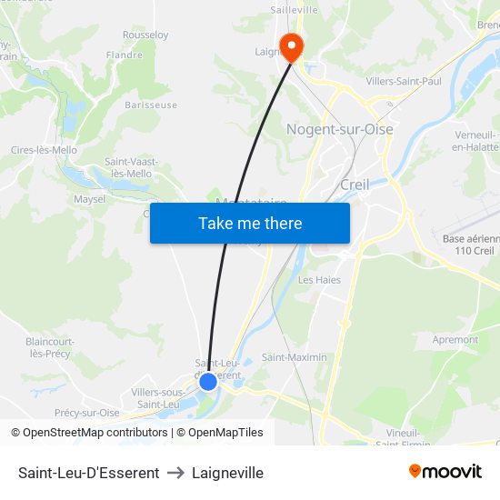 Saint-Leu-D'Esserent to Laigneville map
