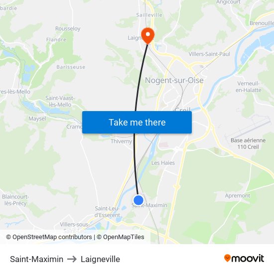 Saint-Maximin to Laigneville map