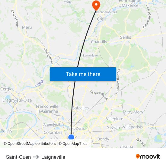 Saint-Ouen to Laigneville map