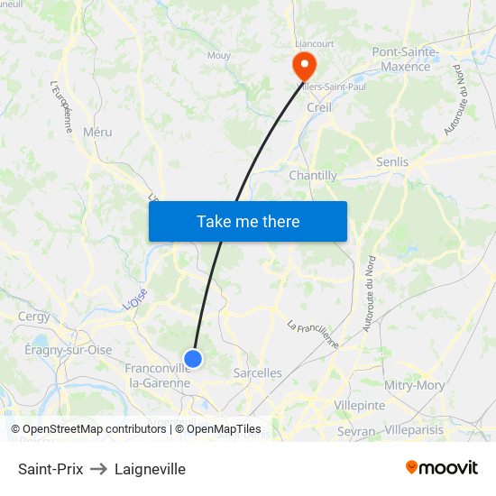 Saint-Prix to Laigneville map
