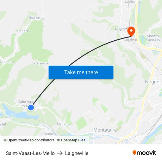 Saint-Vaast-Les-Mello to Laigneville map