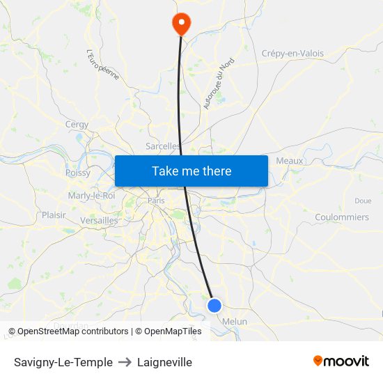 Savigny-Le-Temple to Laigneville map