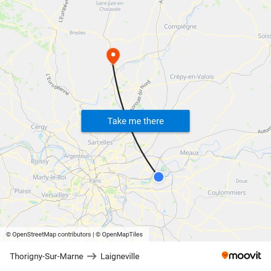 Thorigny-Sur-Marne to Laigneville map