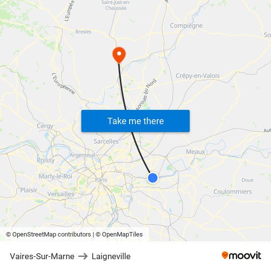 Vaires-Sur-Marne to Laigneville map