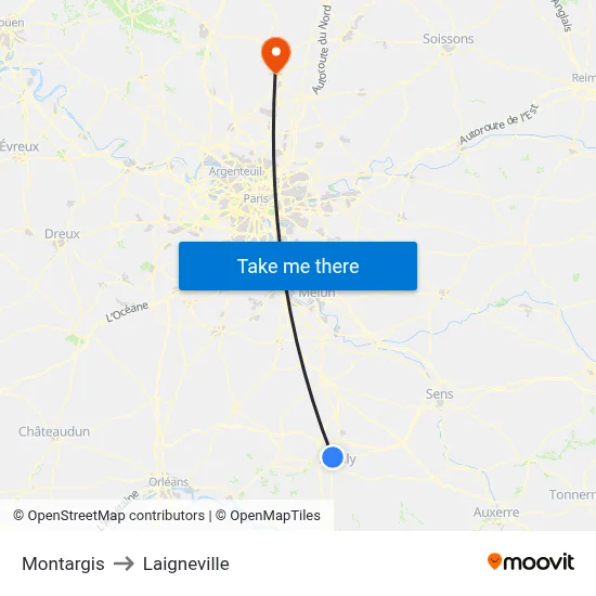Montargis to Laigneville map