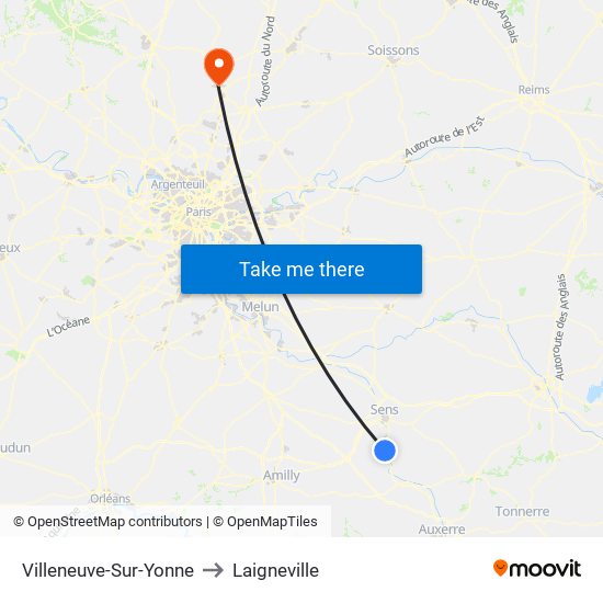 Villeneuve-Sur-Yonne to Laigneville map