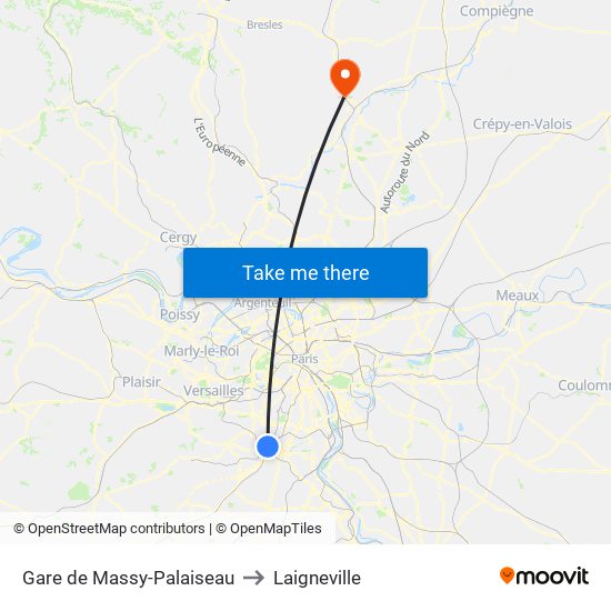 Gare de Massy-Palaiseau to Laigneville map