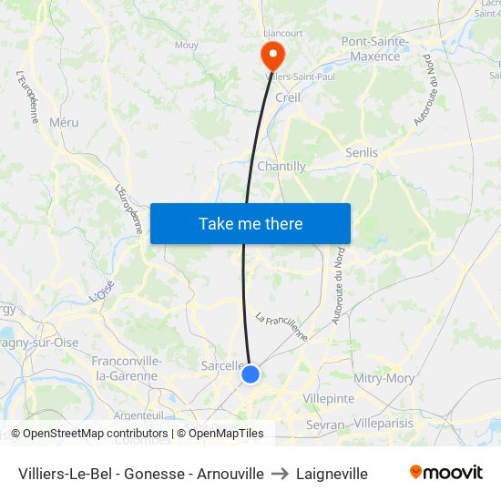 Villiers-Le-Bel - Gonesse - Arnouville to Laigneville map