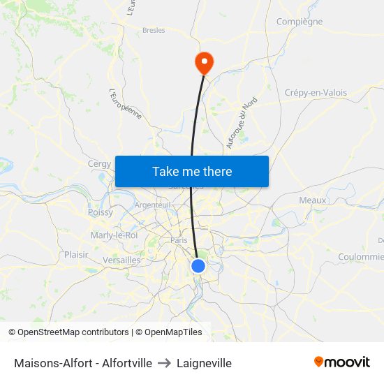 Maisons-Alfort - Alfortville to Laigneville map