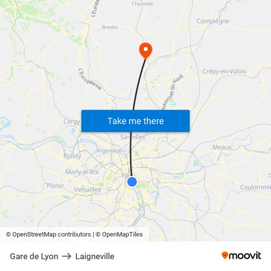 Gare de Lyon to Laigneville map