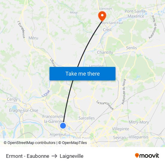 Ermont - Eaubonne to Laigneville map
