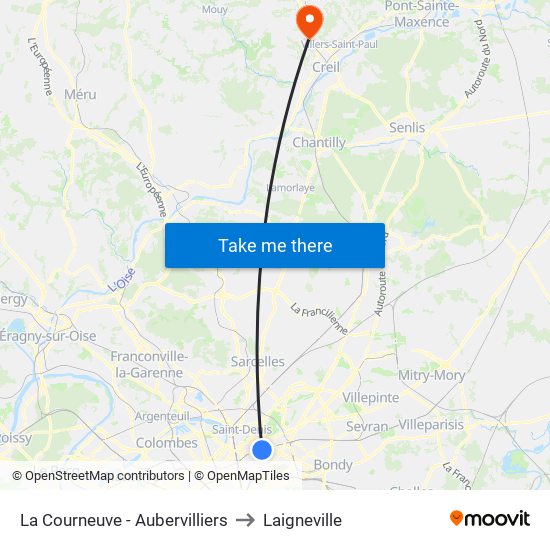 La Courneuve - Aubervilliers to Laigneville map