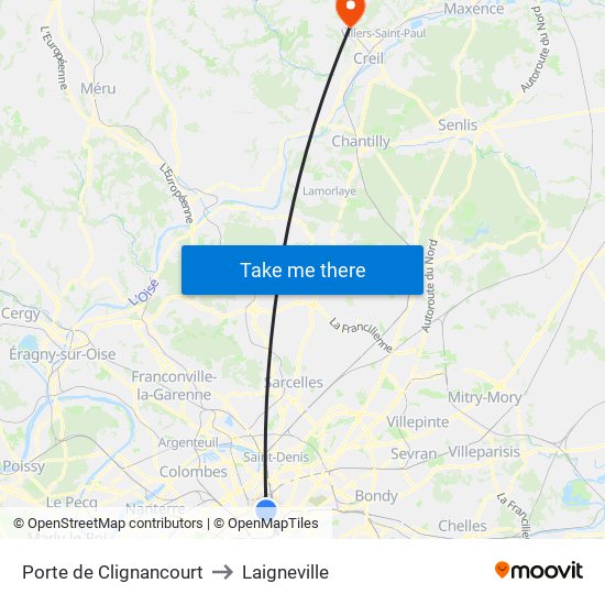Porte de Clignancourt to Laigneville map