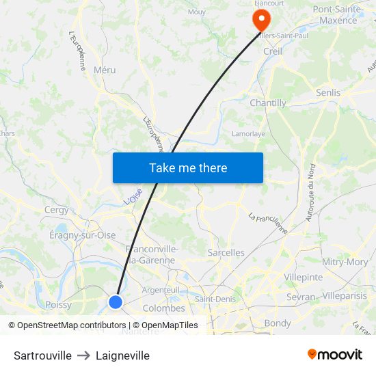 Sartrouville to Laigneville map
