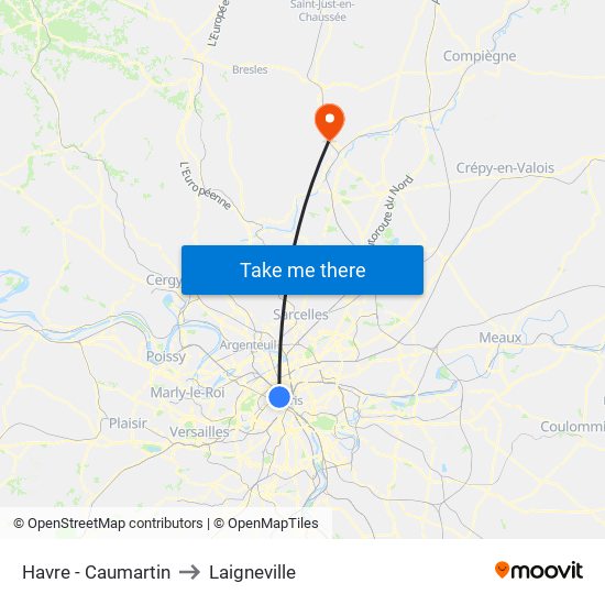 Havre - Caumartin to Laigneville map