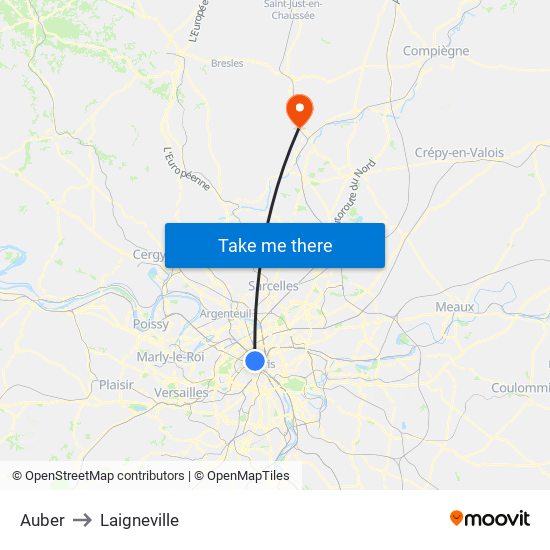 Auber to Laigneville map