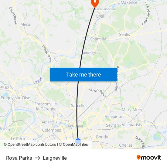 Rosa Parks to Laigneville map