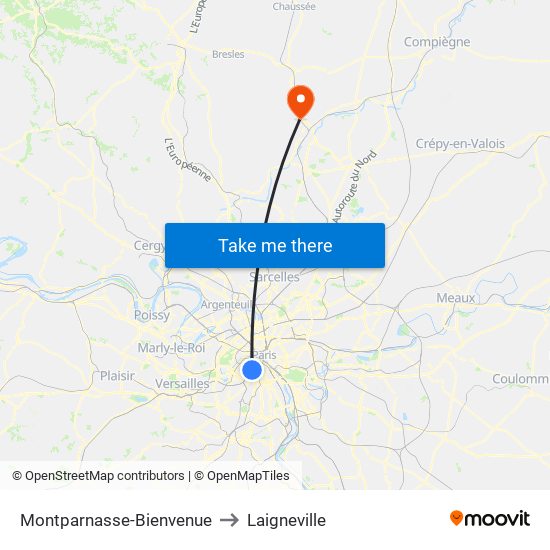 Montparnasse-Bienvenue to Laigneville map