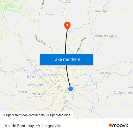 Val de Fontenay to Laigneville map