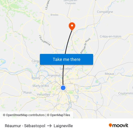 Réaumur - Sébastopol to Laigneville map