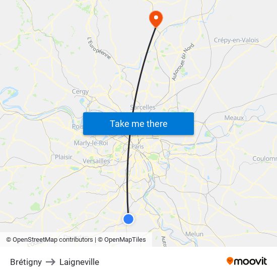 Brétigny to Laigneville map