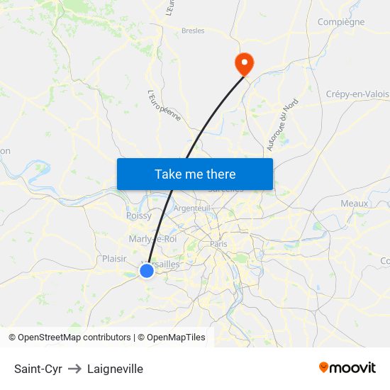 Saint-Cyr to Laigneville map