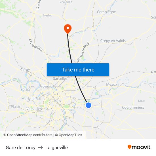 Gare de Torcy to Laigneville map