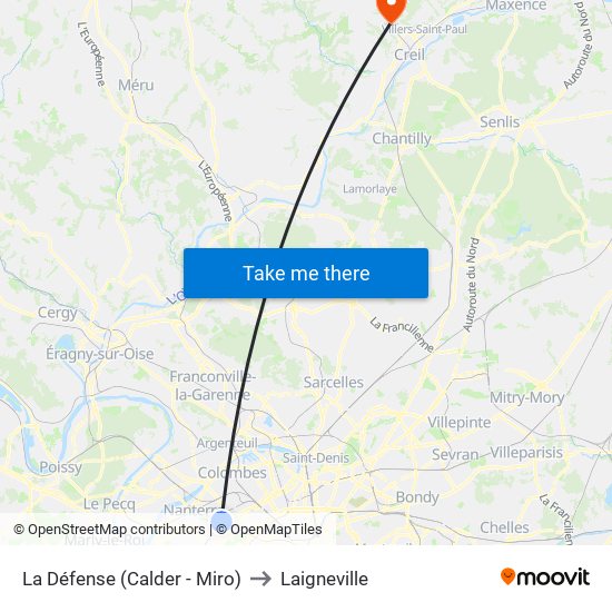 La Défense (Calder - Miro) to Laigneville map