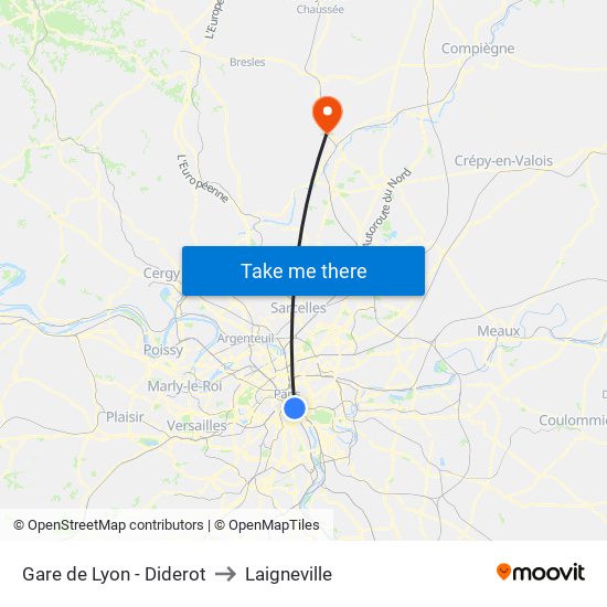 Gare de Lyon - Diderot to Laigneville map