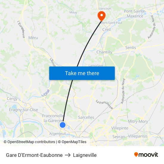 Gare D'Ermont-Eaubonne to Laigneville map