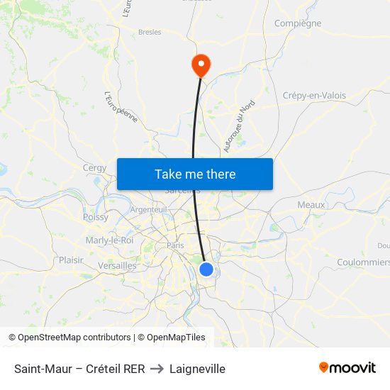 Saint-Maur – Créteil RER to Laigneville map
