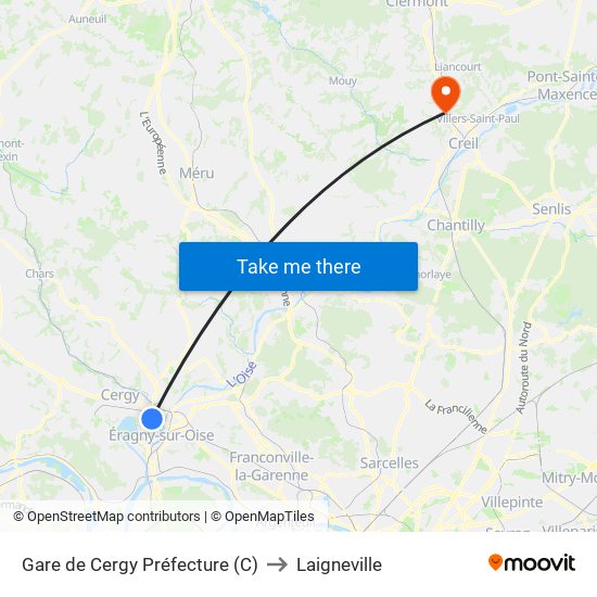 Gare de Cergy Préfecture (C) to Laigneville map