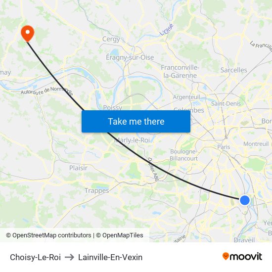 Choisy-Le-Roi to Lainville-En-Vexin map