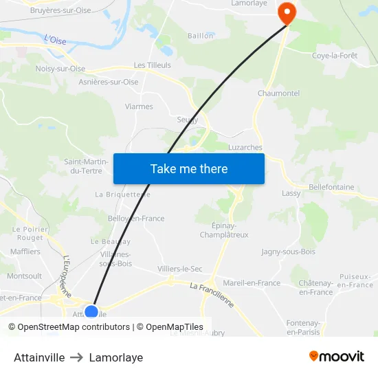 Attainville to Lamorlaye map