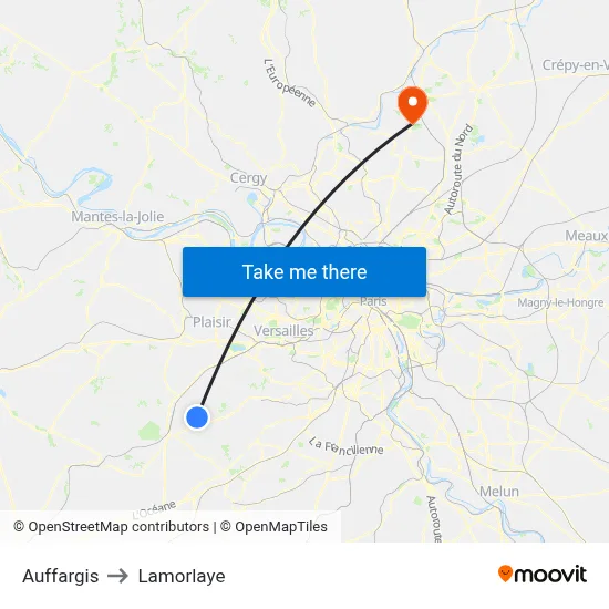 Auffargis to Lamorlaye map