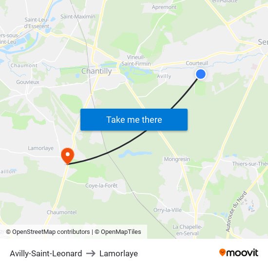 Avilly-Saint-Leonard to Lamorlaye map