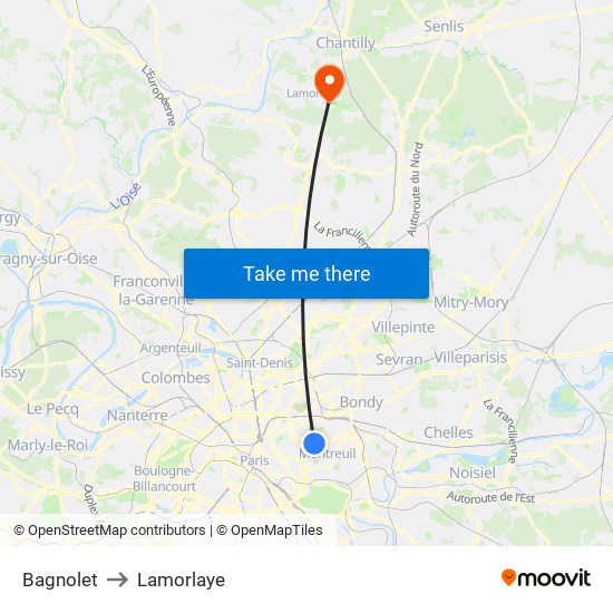 Bagnolet to Lamorlaye map