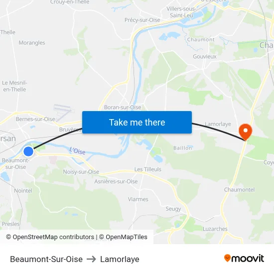 Beaumont-Sur-Oise to Lamorlaye map