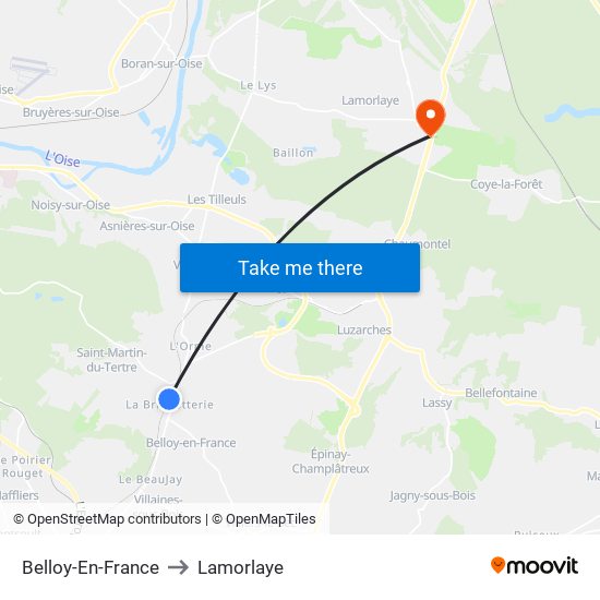 Belloy-En-France to Lamorlaye map