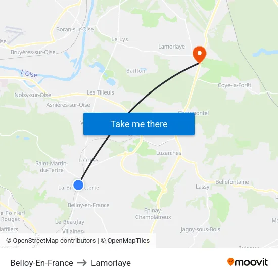 Belloy-En-France to Lamorlaye map