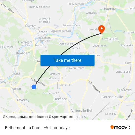 Bethemont-La-Foret to Lamorlaye map